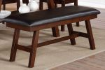 Dark Walnut Finish Wood Framed Back 1pc Dining Bench Only Breakfast Kitchen Cushion Dark Chocolate Faux Leather Seat