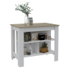 Brooklyn Antibacterial Surface Kitchen Island, Three Concealed Shelves