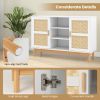 48 Inch Sideboard Buffet Cabinet Floor Storage Cabinet with 2 Bamboo Woven Doors