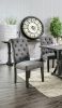 Classic Antique Black / Gray Set of 2 Side Chairs Button Tufted Linen Like Fabric Solid wood Chair Upholstered Scroll Back Kitchen Rustic Dining Room