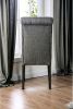 Classic Antique Black / Gray Set of 2 Side Chairs Button Tufted Linen Like Fabric Solid wood Chair Upholstered Scroll Back Kitchen Rustic Dining Room