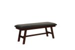 Dark Walnut Finish Wood Framed Back 1pc Dining Bench Only Breakfast Kitchen Cushion Dark Chocolate Faux Leather Seat