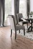 Classic Antique Black / Gray Set of 2 Side Chairs Button Tufted Linen Like Fabric Solid wood Chair Upholstered Scroll Back Kitchen Rustic Dining Room