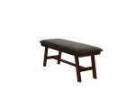 Dark Walnut Finish Wood Framed Back 1pc Dining Bench Only Breakfast Kitchen Cushion Dark Chocolate Faux Leather Seat