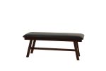 Dark Walnut Finish Wood Framed Back 1pc Dining Bench Only Breakfast Kitchen Cushion Dark Chocolate Faux Leather Seat