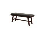 Dark Walnut Finish Wood Framed Back 1pc Dining Bench Only Breakfast Kitchen Cushion Dark Chocolate Faux Leather Seat