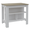 Brooklyn Antibacterial Surface Kitchen Island, Three Concealed Shelves