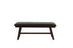 Dark Walnut Finish Wood Framed Back 1pc Dining Bench Only Breakfast Kitchen Cushion Dark Chocolate Faux Leather Seat