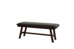 Dark Walnut Finish Wood Framed Back 1pc Dining Bench Only Breakfast Kitchen Cushion Dark Chocolate Faux Leather Seat
