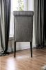 Classic Antique Black / Gray Set of 2 Side Chairs Button Tufted Linen Like Fabric Solid wood Chair Upholstered Scroll Back Kitchen Rustic Dining Room