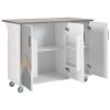 Retro Mountain Wood 47"D Kitchen Island with Drop Leaf, Farmhouse Kitchen Island on Wheels with Internal Storage Rack, Rolling Kitchen Cart with Towel