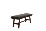 Dark Walnut Finish Wood Framed Back 1pc Dining Bench Only Breakfast Kitchen Cushion Dark Chocolate Faux Leather Seat