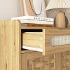 Coffee Bar Cabinet, Modern Farmhouse Buffet Sideboard with Drawer and Adjustable Shelf, Barn Door Storage Cabinet for Kitchen, Dining Room, Bathroom,