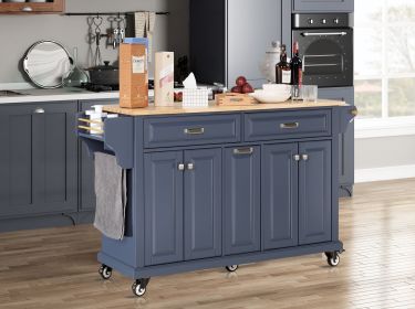 Cambridge Natural Wood Top Kitchen Island with Storage (Color: as Pic)