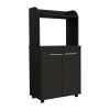 Rockford Kitchen Cart, Open Shelf, Double Door Cabinet, Two Interior Shelves