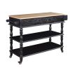 56 inch Rolling Kitchen Island with Storage,Kitchen Cart with Solid OAK Wood Top,Two-sided Kitchen island Cart on Wheels , Wine and Spice Rack, Large