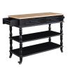 56 inch Rolling Kitchen Island with Storage,Kitchen Cart with Solid OAK Wood Top,Two-sided Kitchen island Cart on Wheels , Wine and Spice Rack, Large