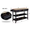 56 inch Rolling Kitchen Island with Storage,Kitchen Cart with Solid OAK Wood Top,Two-sided Kitchen island Cart on Wheels , Wine and Spice Rack, Large