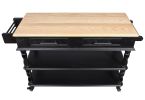 56 inch Rolling Kitchen Island with Storage,Kitchen Cart with Solid OAK Wood Top,Two-sided Kitchen island Cart on Wheels , Wine and Spice Rack, Large