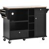 Kitchen Island Cart with Storage Cabinet and Two Locking Wheels,Solid wood desktop,Microwave cabinet,Floor Standing Buffet Server Sideboard for Kitche