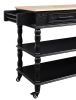 56 inch Rolling Kitchen Island with Storage,Kitchen Cart with Solid OAK Wood Top,Two-sided Kitchen island Cart on Wheels , Wine and Spice Rack, Large