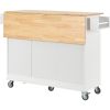 Rolling Mobile Kitchen Island with Solid Wood Top and Locking Wheels,52.7 Inch Width,Storage Cabinet and Drop Leaf Breakfast Bar,Spice Rack, Towel Rac
