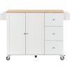Rolling Mobile Kitchen Island with Solid Wood Top and Locking Wheels,52.7 Inch Width,Storage Cabinet and Drop Leaf Breakfast Bar,Spice Rack, Towel Rac