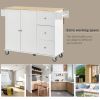 Rolling Mobile Kitchen Island with Solid Wood Top and Locking Wheels,52.7 Inch Width,Storage Cabinet and Drop Leaf Breakfast Bar,Spice Rack, Towel Rac