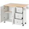 Rolling Mobile Kitchen Island with Solid Wood Top and Locking Wheels,52.7 Inch Width,Storage Cabinet and Drop Leaf Breakfast Bar,Spice Rack, Towel Rac