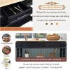 56 inch Rolling Kitchen Island with Storage,Kitchen Cart with Solid OAK Wood Top,Two-sided Kitchen island Cart on Wheels , Wine and Spice Rack, Large